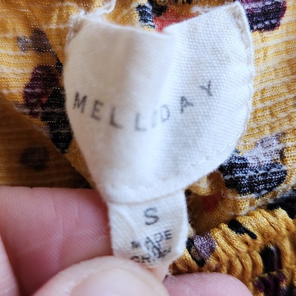 MELLODAY Gold/Black Peasant Blouse Size Small - Picture 12 of 16